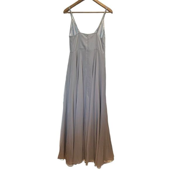BHLDN Anthropologie Bridesmaid Gray Sweetheart Spaghetti Strap Maxi Dress Size M - Picture 3 of 8